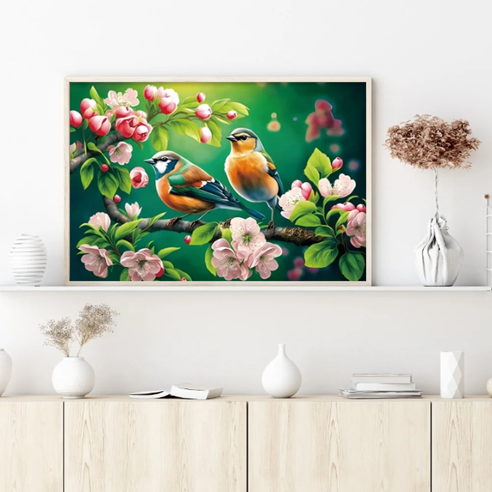 9CT Full Stamped Cross Stitch Bead Embroidery- Birds(Canvas|59*41CM)