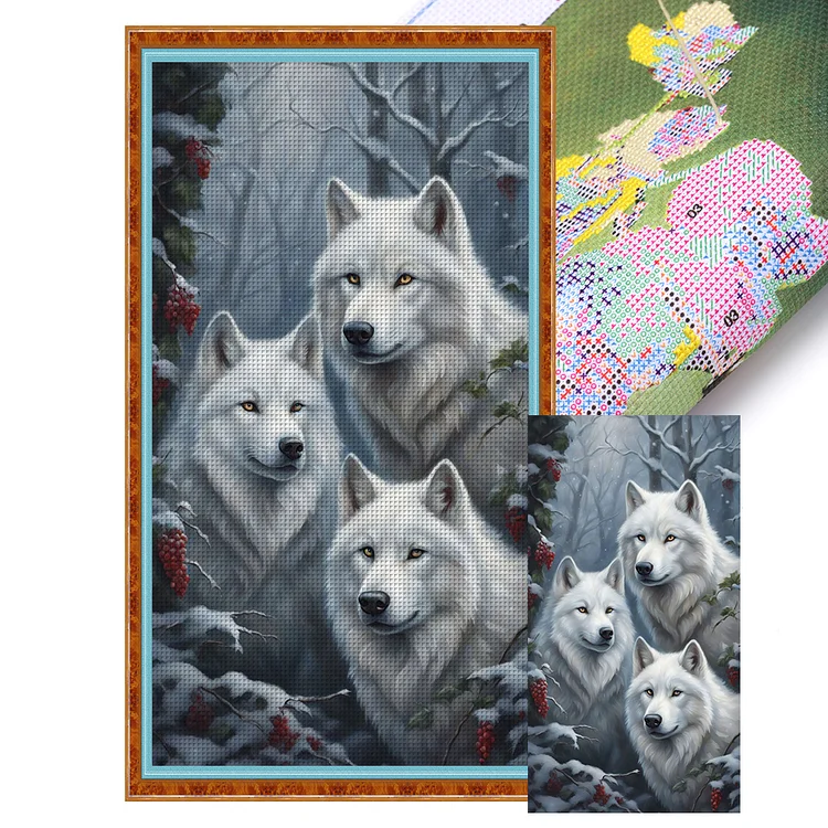 『YiShu』Three Wolves - 11CT Stamped Cross Stitch(40*70cm)