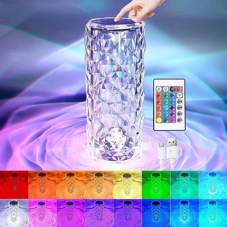 Touching Control Rose Crystal Lamp - 🌈16 Colors With Remote Control🕹