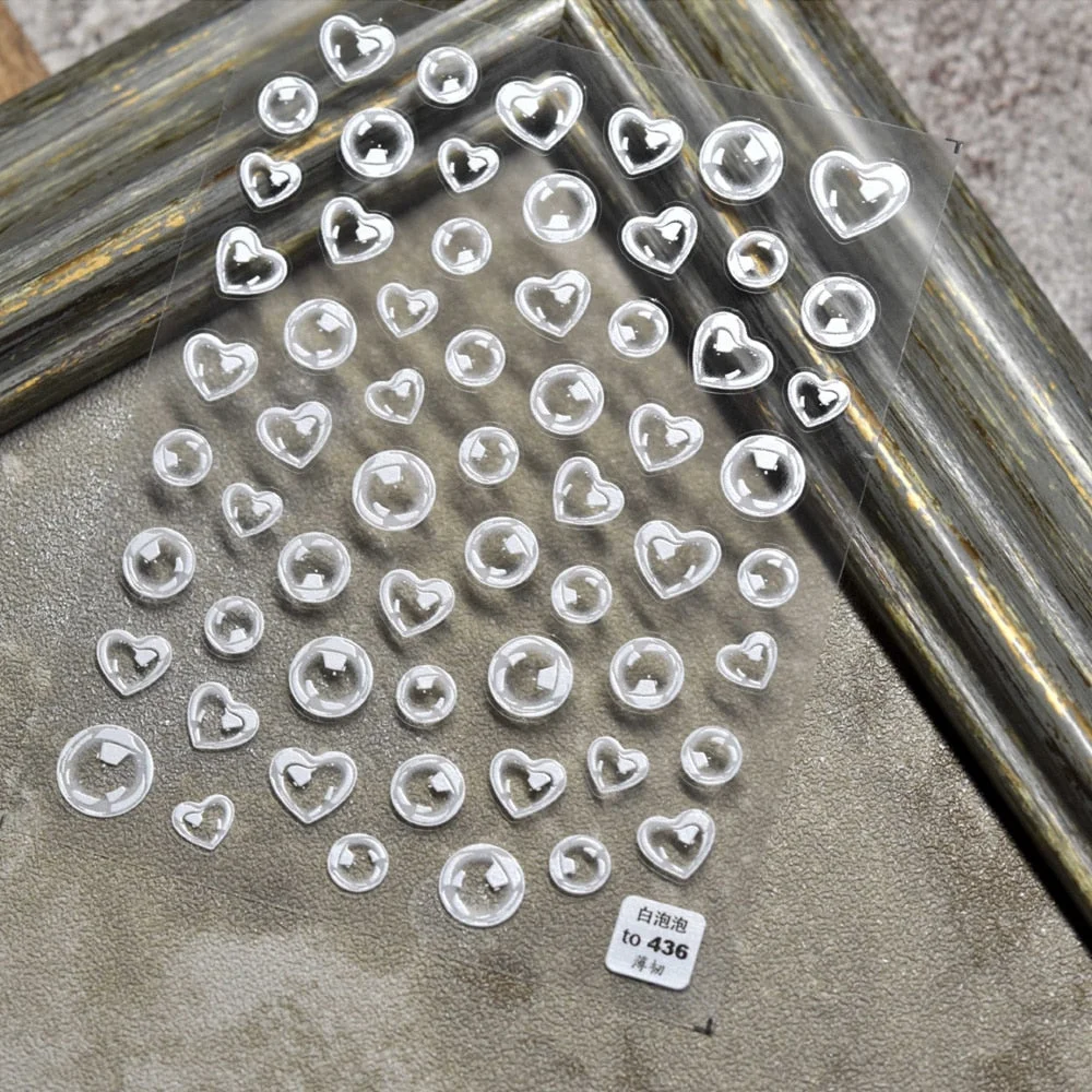 Beautizon Bubble Cute Image Quality 3D Engraved Nail Stickers Nail Art Decorations Nail Decals Design
