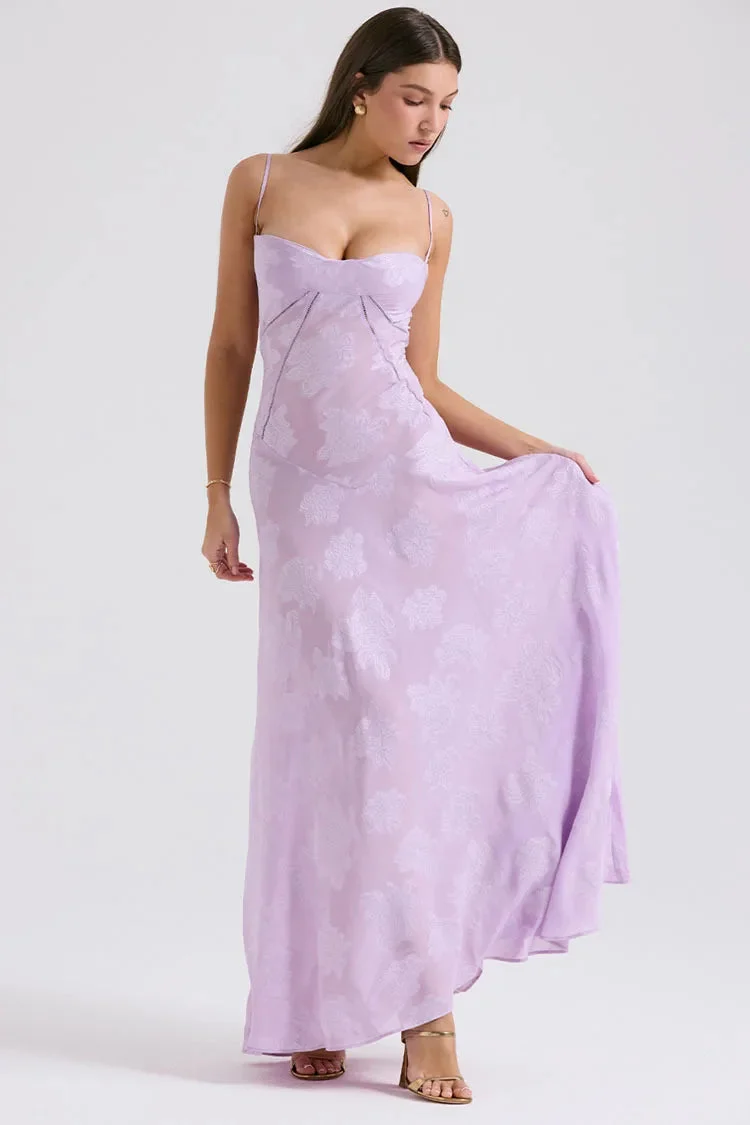 Brownm Lace Up Maxi Dress