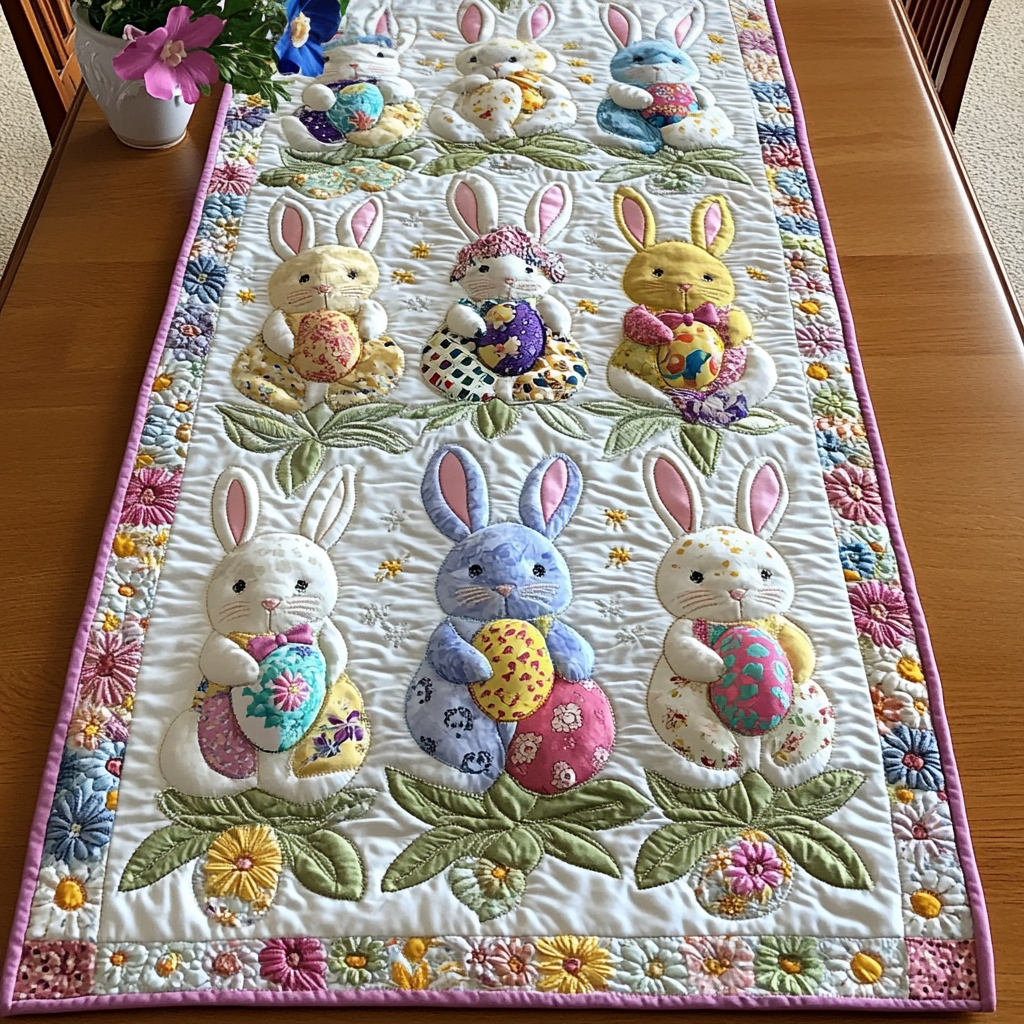 Happy Egg Garden Quilted Printed Table Runner NCU0NT3192
