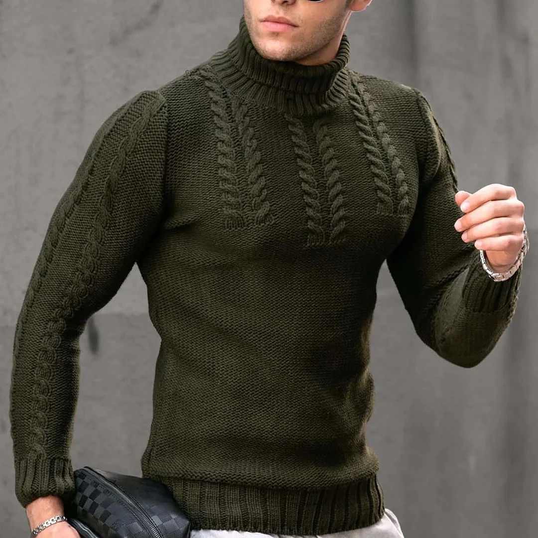 Wongn Wongn And Winter New Men's Sweater Men's Turtleneck Flower Long Sleeve Sweater Warm Head Sweater Male