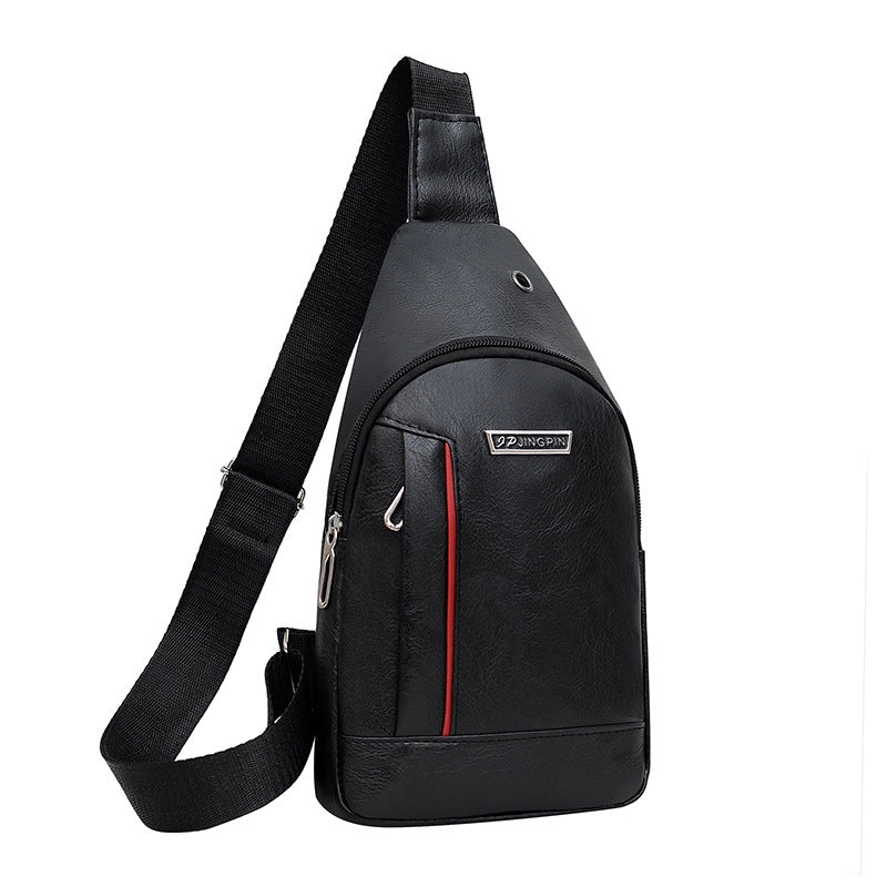 New Casual Men's Shoulder Bag Outdoor Sports Chest Bag Men's Pu Business Travel Messenger Bag