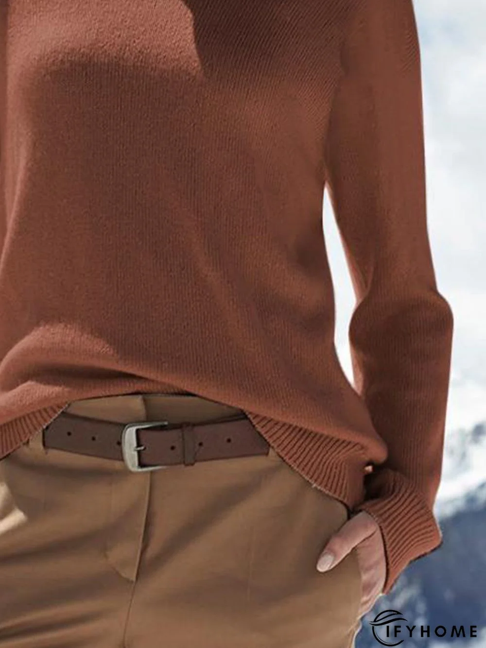 Coffee Casual Shift Cotton Tunic Sweater Knit Jumper | IFYHOME