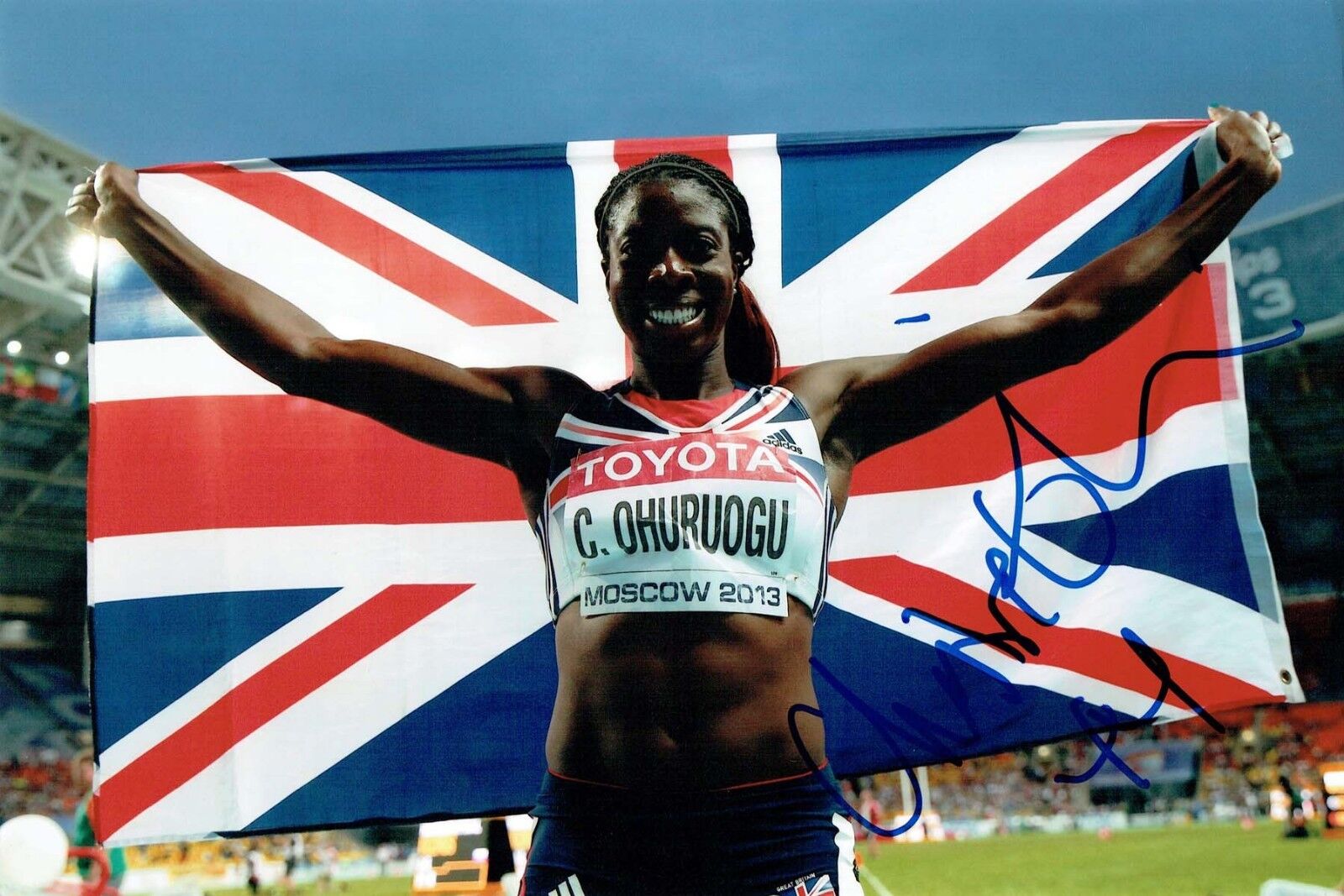 Christine OHURUOGU Autograph 12x8 Signed Photo Poster painting AFTAL COA Great Britain Olympics