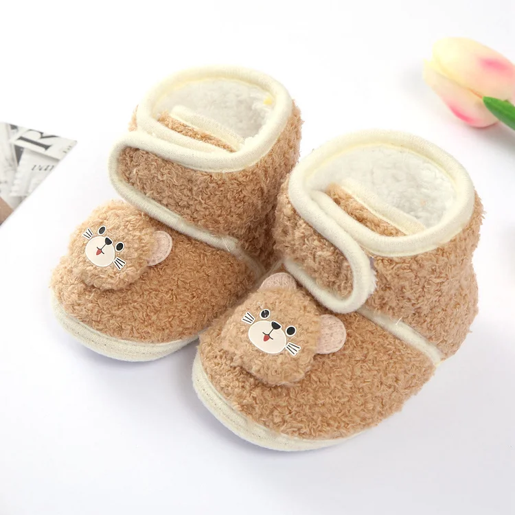 Baby Cartoon Bear Fleece Warm Floor Pre-walker Shoes