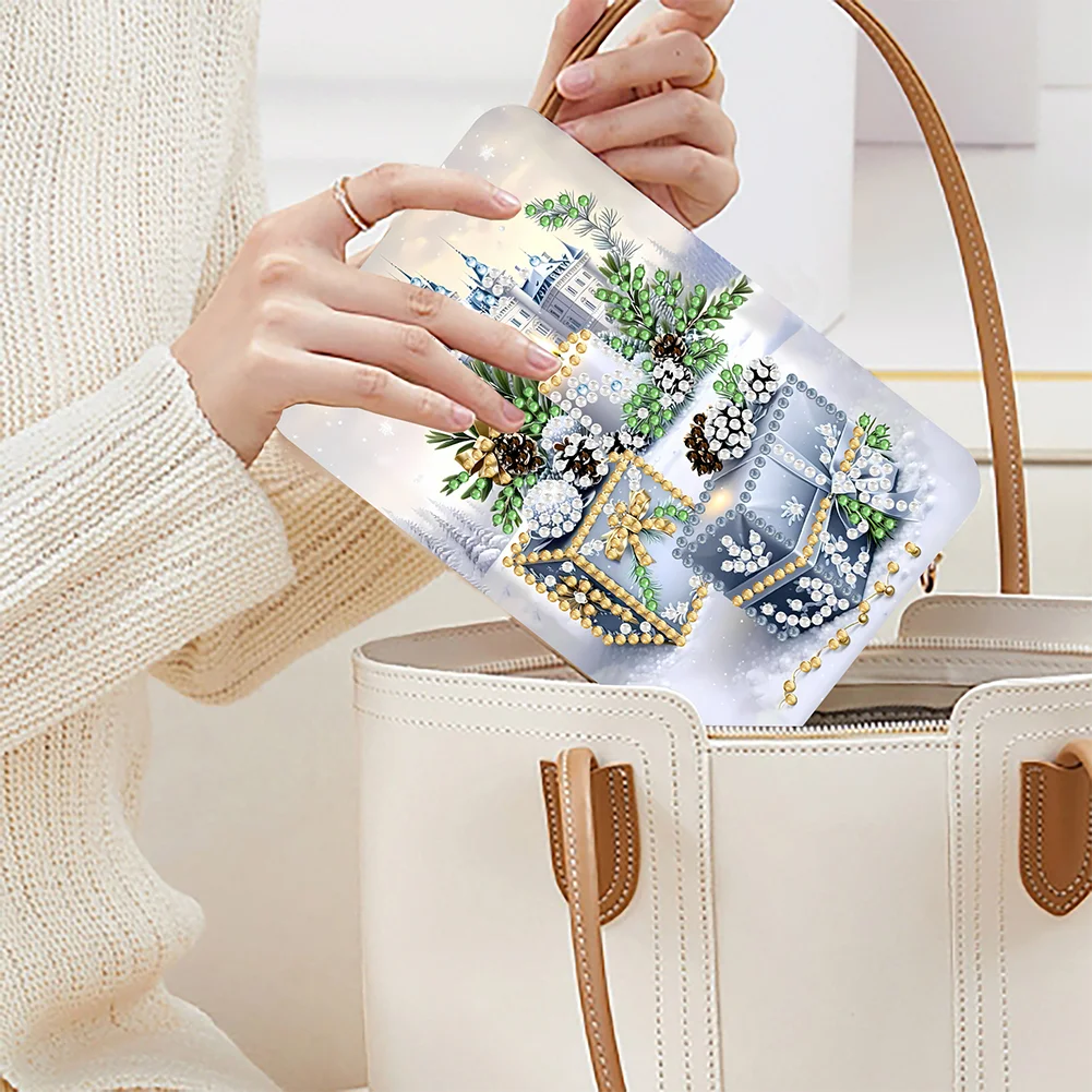 DIY Diamond Art Shiny Crystal Mirror Lightweight Standing Makeup Mirror (Castle)