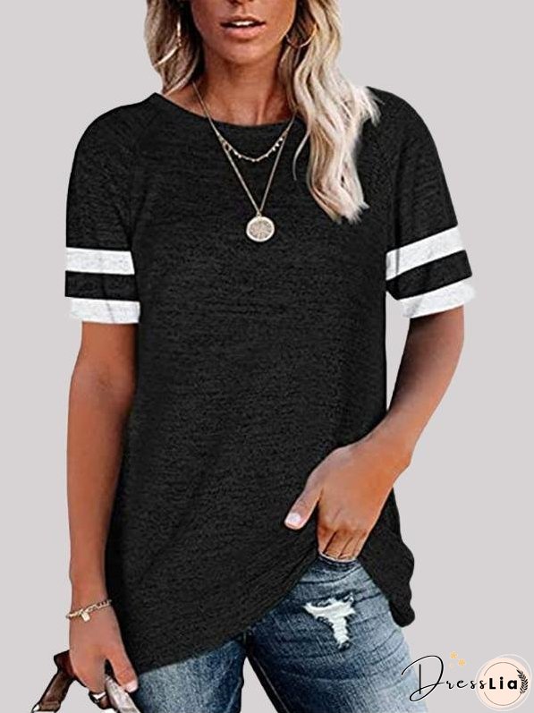 Casual Stitching Round Neck T-shirt