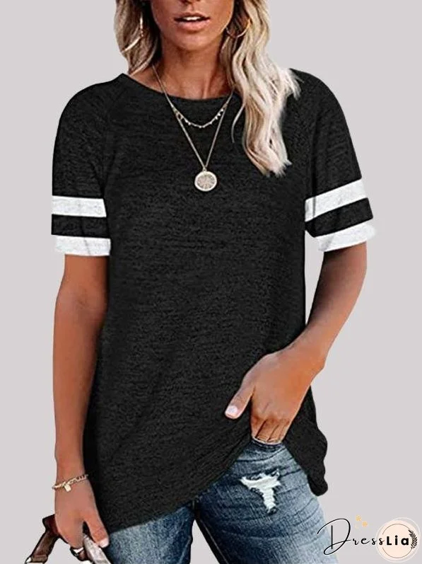 Casual Stitching Round Neck T-shirt