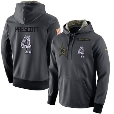 NFL Men's  Dallas Cowboys #4 Dak Prescott Stitched Black Anthracite Salute to Service Player Performance Hoodie