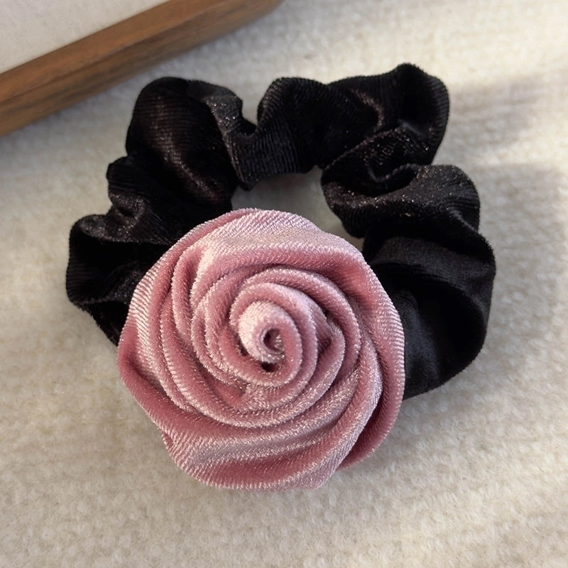 Elegant Romantic Artistic Women’s Rose Cloth Flannel Hair Tie