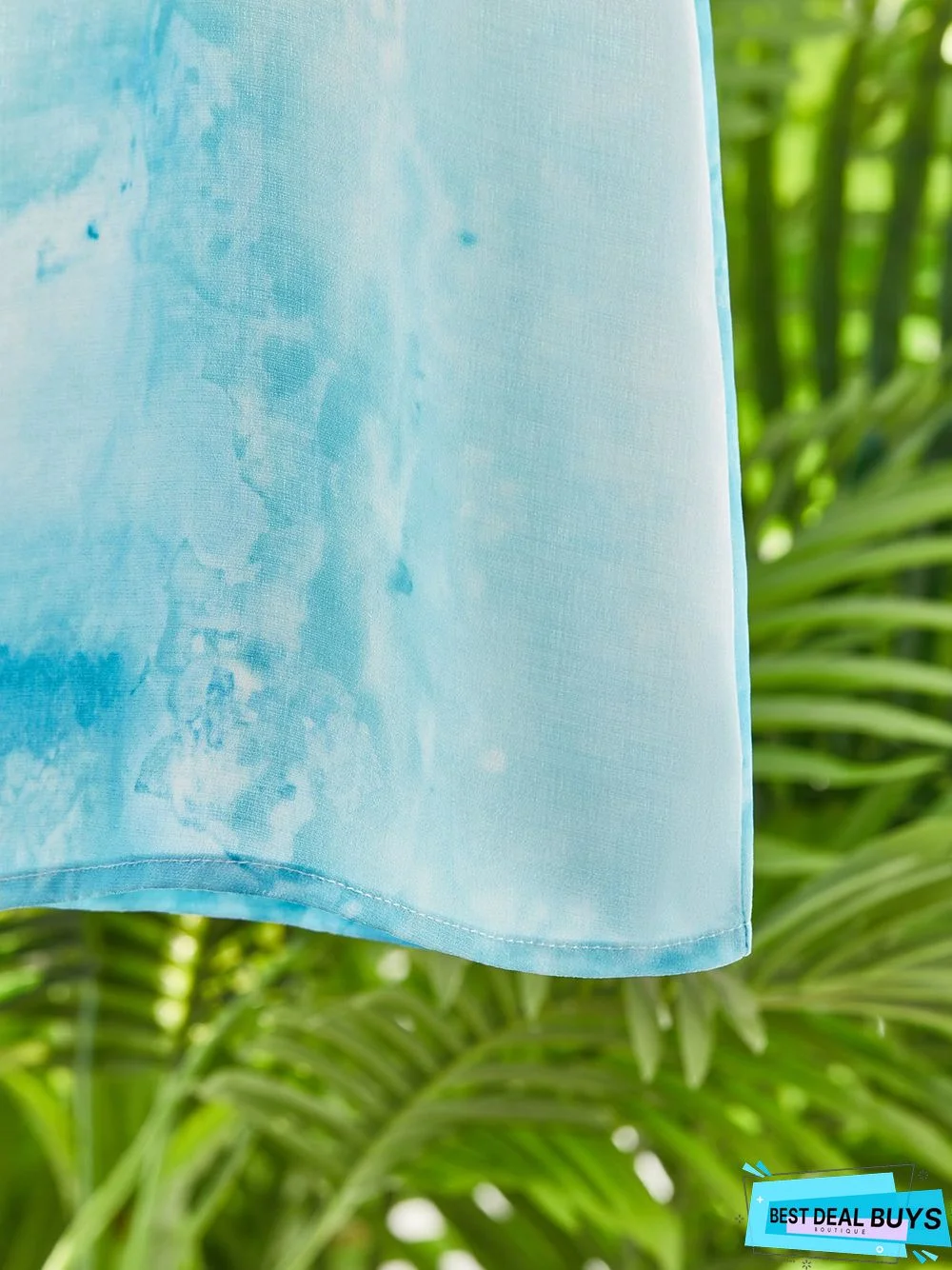 Casual V neck Printed Three Quarter Woven Tunic Dress