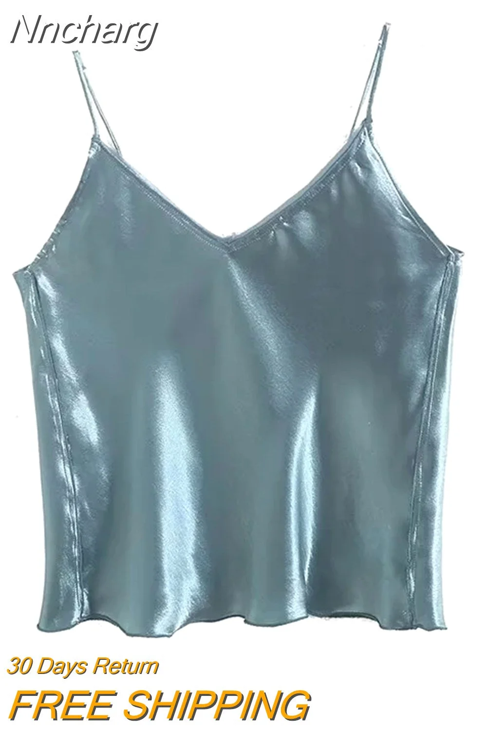 Nncharge TRAF 2023 Sexy V-Neck Solid Satin Woman Camis Tank Tops Sleeveless Summer Casual Camis Tops For Women