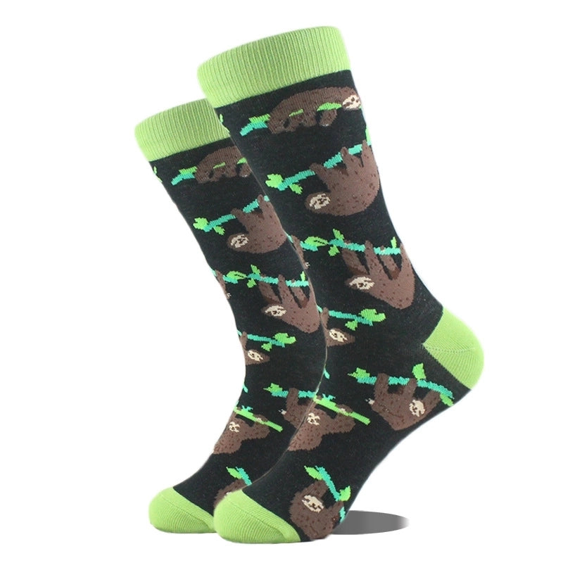 Unisex Cute Printing Animal Color Block Cotton Ankle Socks A Pair