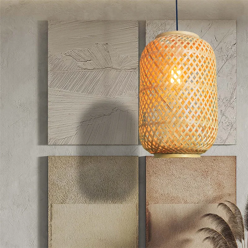 Retro Bamboo Lantern Pendant Light Lampshades For Living Room