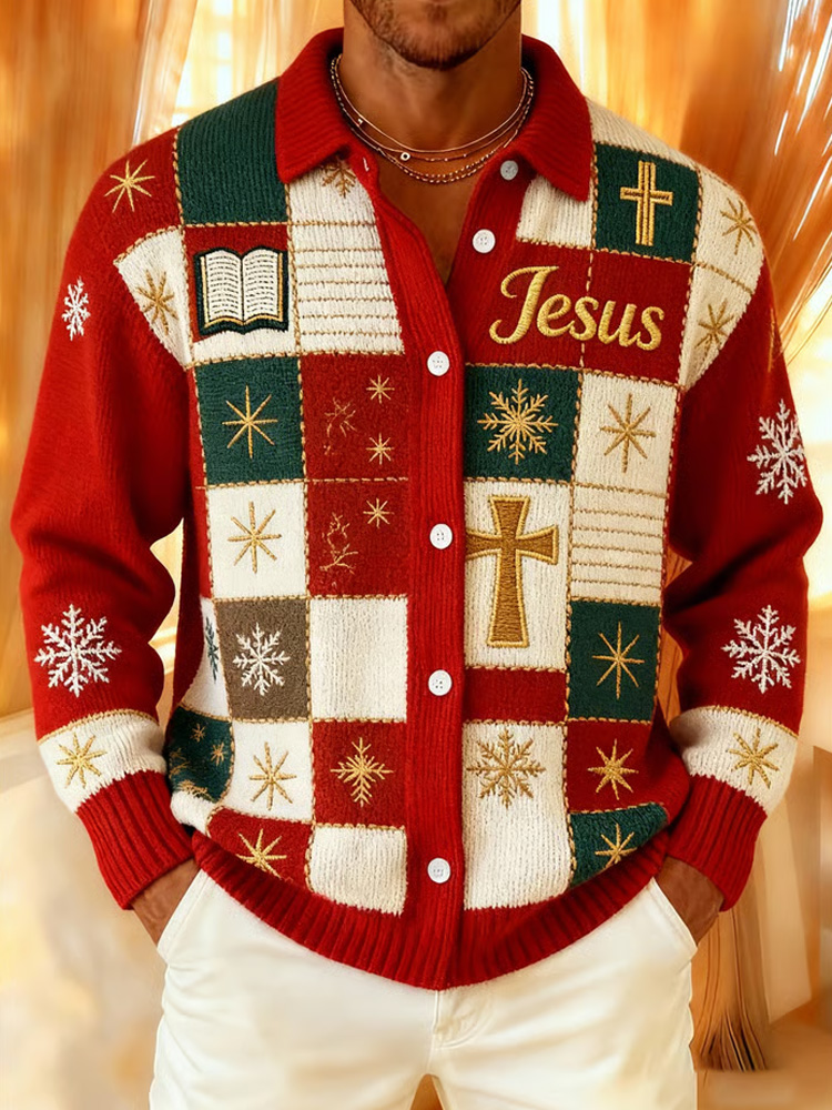 Men's Retro Christmas Faith Knitwear elevenforest
