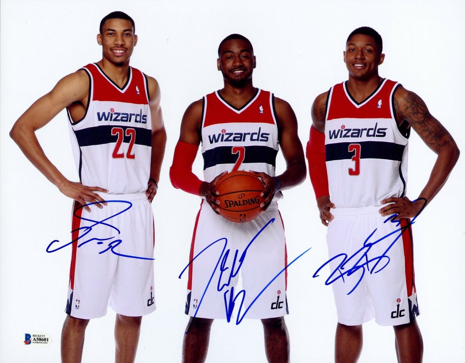 John Wall Otto Porter Bradley Beal Signed 11x14 Photo Poster painting Beckett BGS COA Auto RC