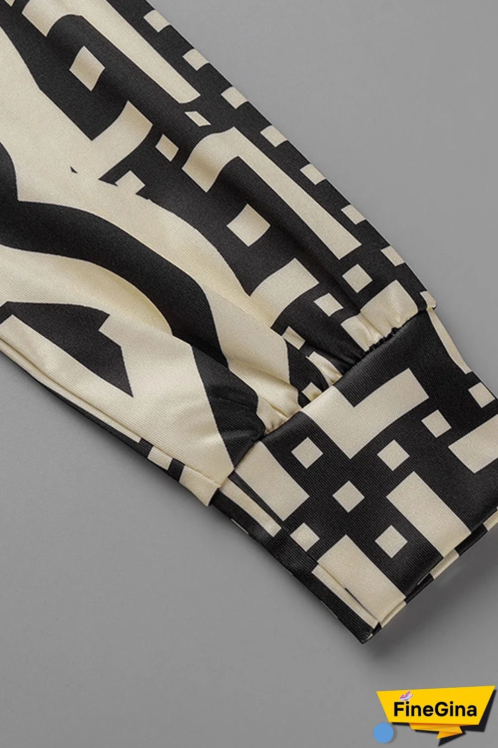 Coffee Casual Street Print Patchwork Zipper Long Sleeve Two Pieces