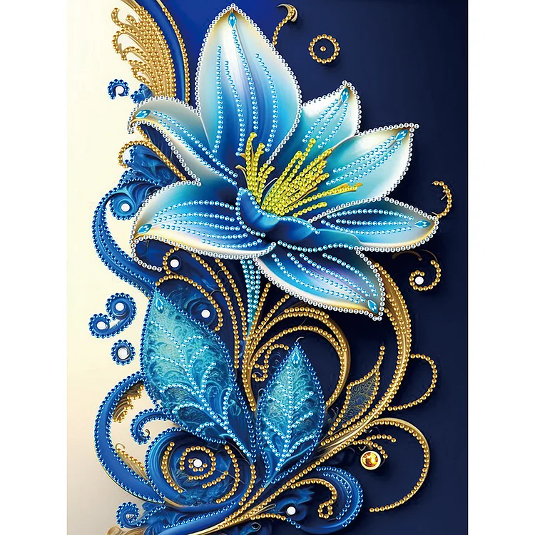 Partial Special-Shaped Diamond Painting - Blue Flower 30*40CM