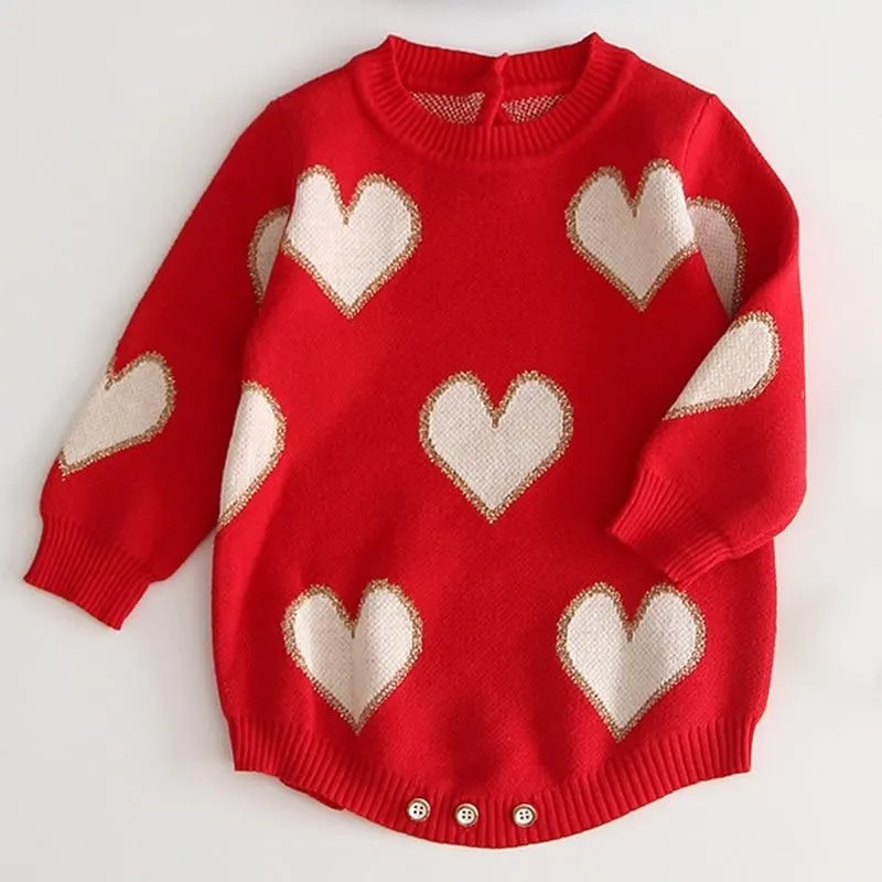 Baby Girls Knitting Romper 2019 Autumn Red Girl Clothes Newborn Baby Girl Clothes Fashion Knitted Romper Overalls Autumn Sweater