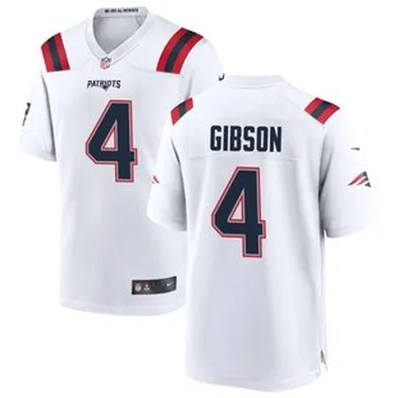 Men's New England Patriots #4 Antonio Gibson  White Game Jersey