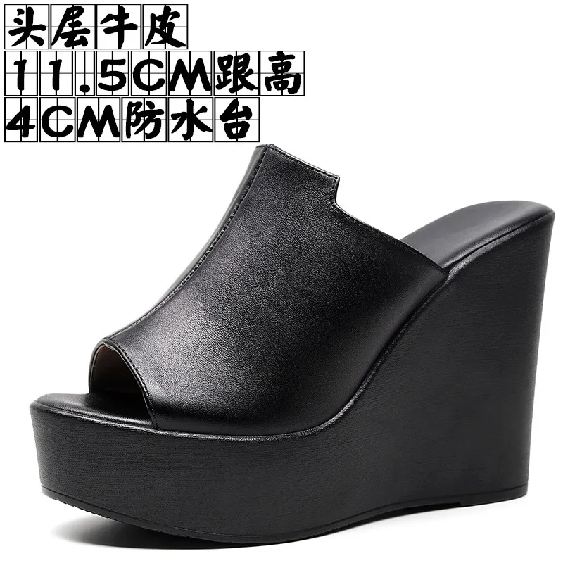Breakj Breakj Comfortable Outside Slope And Slippers Women's Summer Fashion High-Heeling Waterproof Table Thick Bottom Pine Cake Cool Drag And Word Drag
