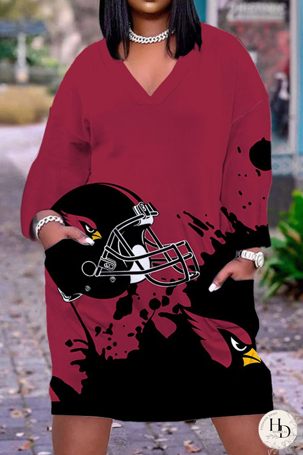 Black Yellow Casual Print Patchwork V Neck Straight Dresses