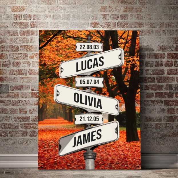 Loveyoufancy Personalized Canvas Wall Art "Date of birth of children" Central Park in fall