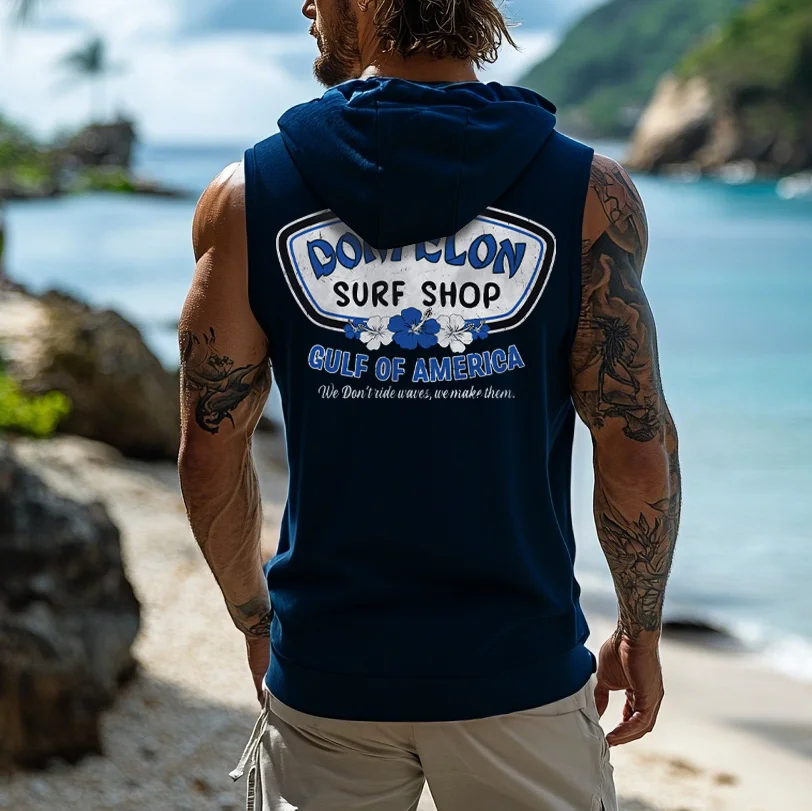  Surf-Inspired Graphic Hooded Tank Top for Men