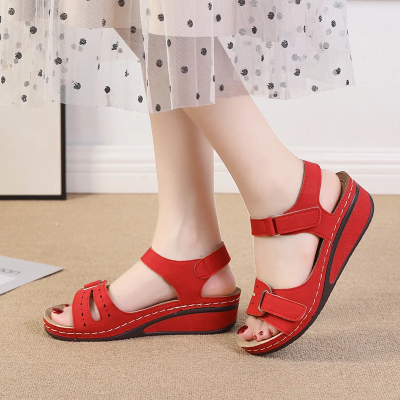 Breakj Breakj Shoes 2025 New Casual Round Head Magic Sticker Heel Sandals In Women's Slopes