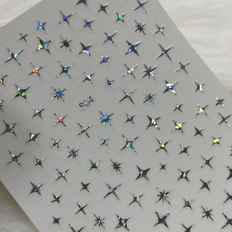 3D Nails Metallic Star Nail Sticker Decals Tips Wrap Decoration Salon Nail Art Supplies-Nail Inspo