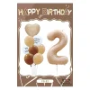 Retro Cream Caramel Cartoon Bunny Bear 0 - 9 Numbers Latex Aluminum Film Balloons Flags Package Kids Birthday Party Decors