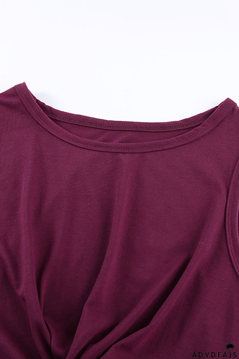 Burgundy Crew Neck Sleeveless Twist Hollow-out Bodycon Mini Dress