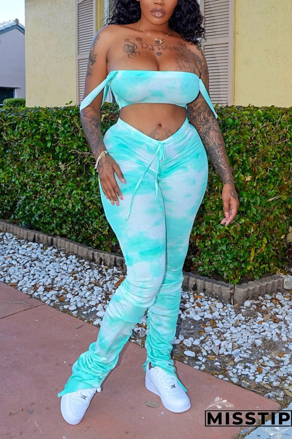 Multicolor Sexy Fashion Printed Trousers Two Piece Set