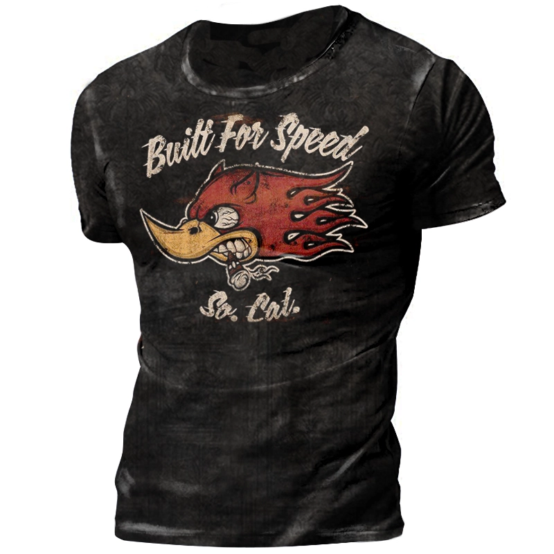 Men's Trendy Printed O Neck Short Sleeve T-shirt