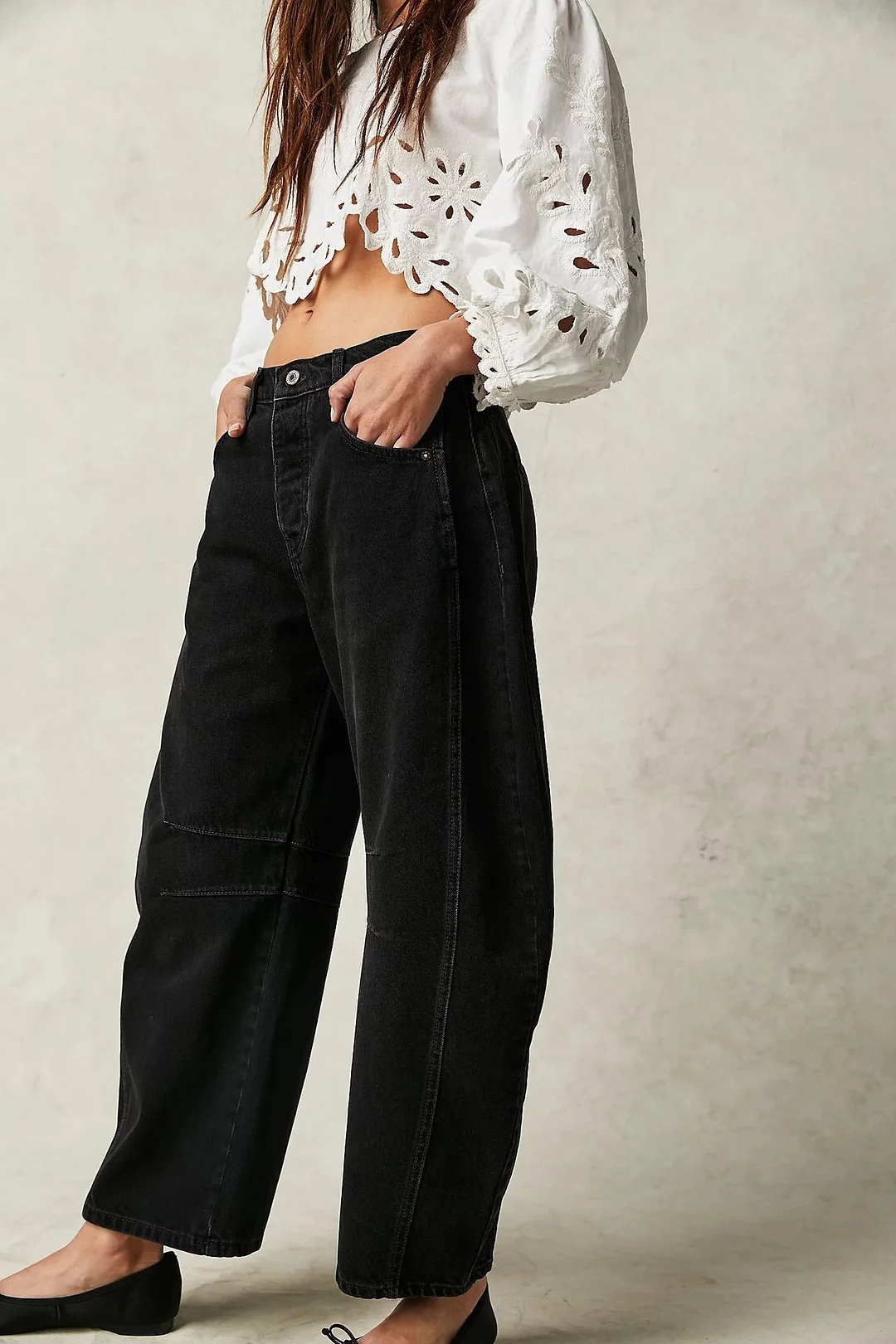 Women's Casual Loose Waist Tube Denim Jeans