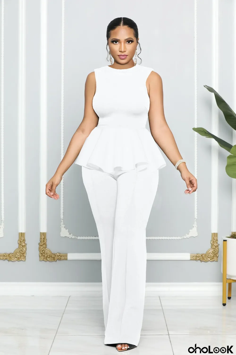 Women'S Spring Summer Sleeveless Ruffle Jumpsuit
