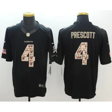Cowboys #4 Dak Prescott Black Men's Stitched NFL Limited Salute To Service Jersey