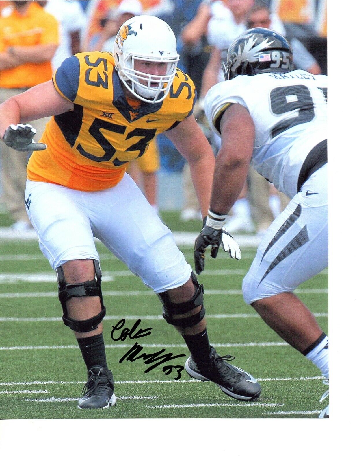 Colton McKivitz West Virginia signed autographed 8x10 football Photo Poster painting Mountaineer