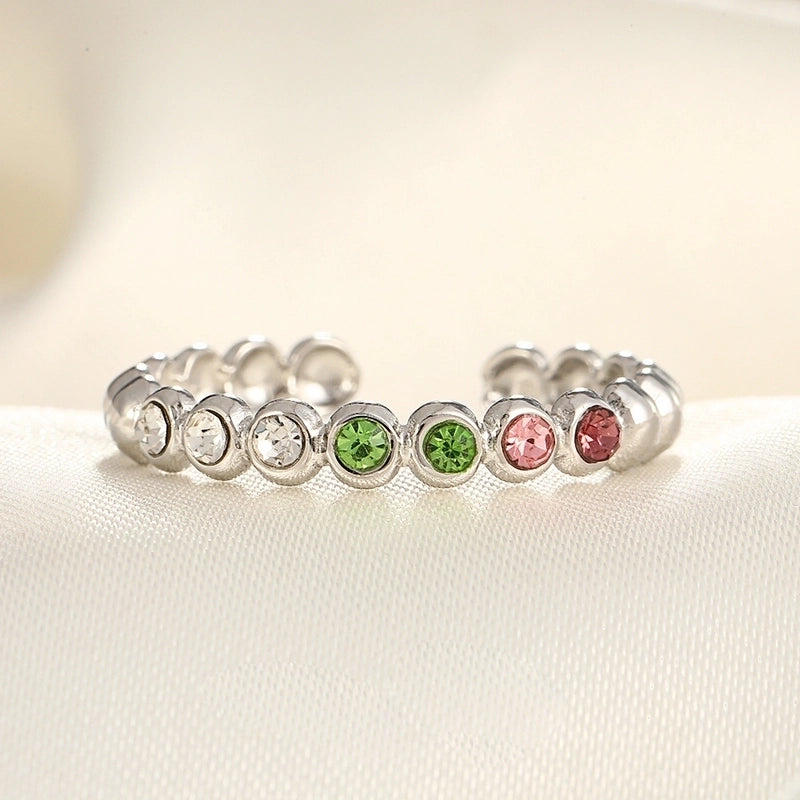 2 Pieces Modern Style Classic Style Geometric Leaf Heart Shape 304 Stainless Steel Zircon 18K Gold Plated Plating Open Rings