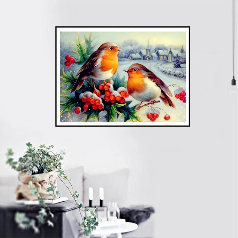 Diamond Painting - Full Round Drill - Snow Birds(40*30cm)