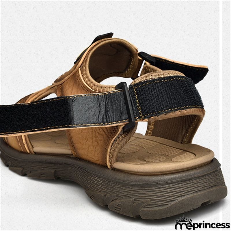 New Mens Casual Open Toe Cowhide Leather Sandals