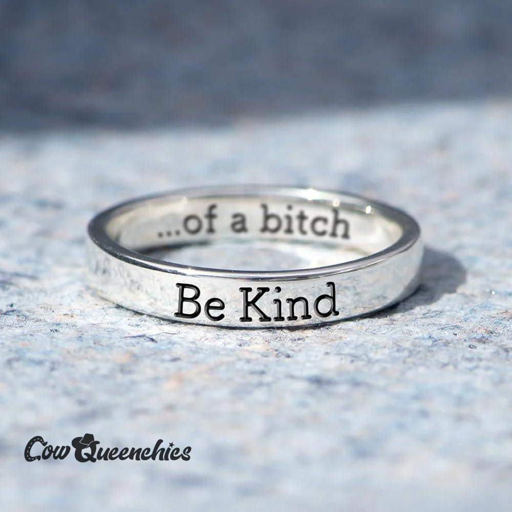 Be Kind...of A Bi♥︎Ch S925 Sterling Silver Ring White Gold / 5
