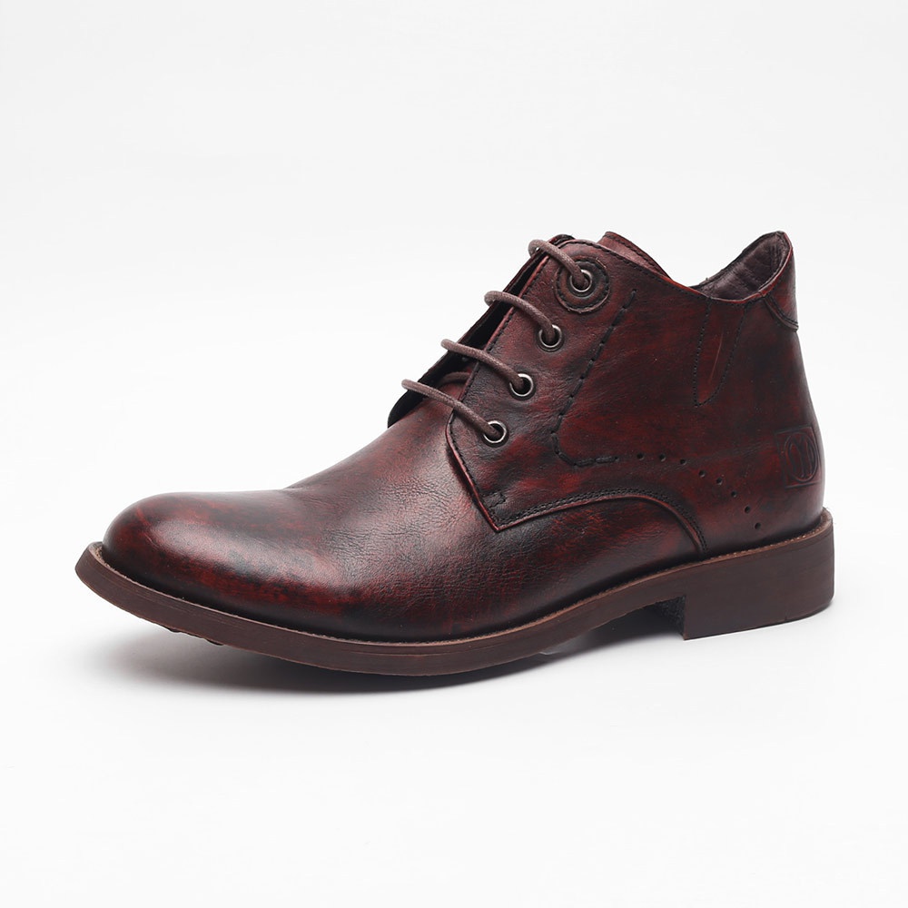 Business British Martin Boots Men's Leather Ankle Boots Soft Noodle Round Toe Lace-up High-Top Men's Boots