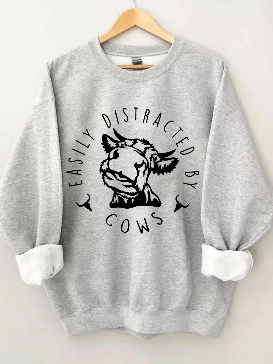 Easily Distracted By Cows Sweatshirt