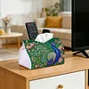 Diamond Art Tissue Box Cover DIY PU Desktop Organizer Large(peacock)