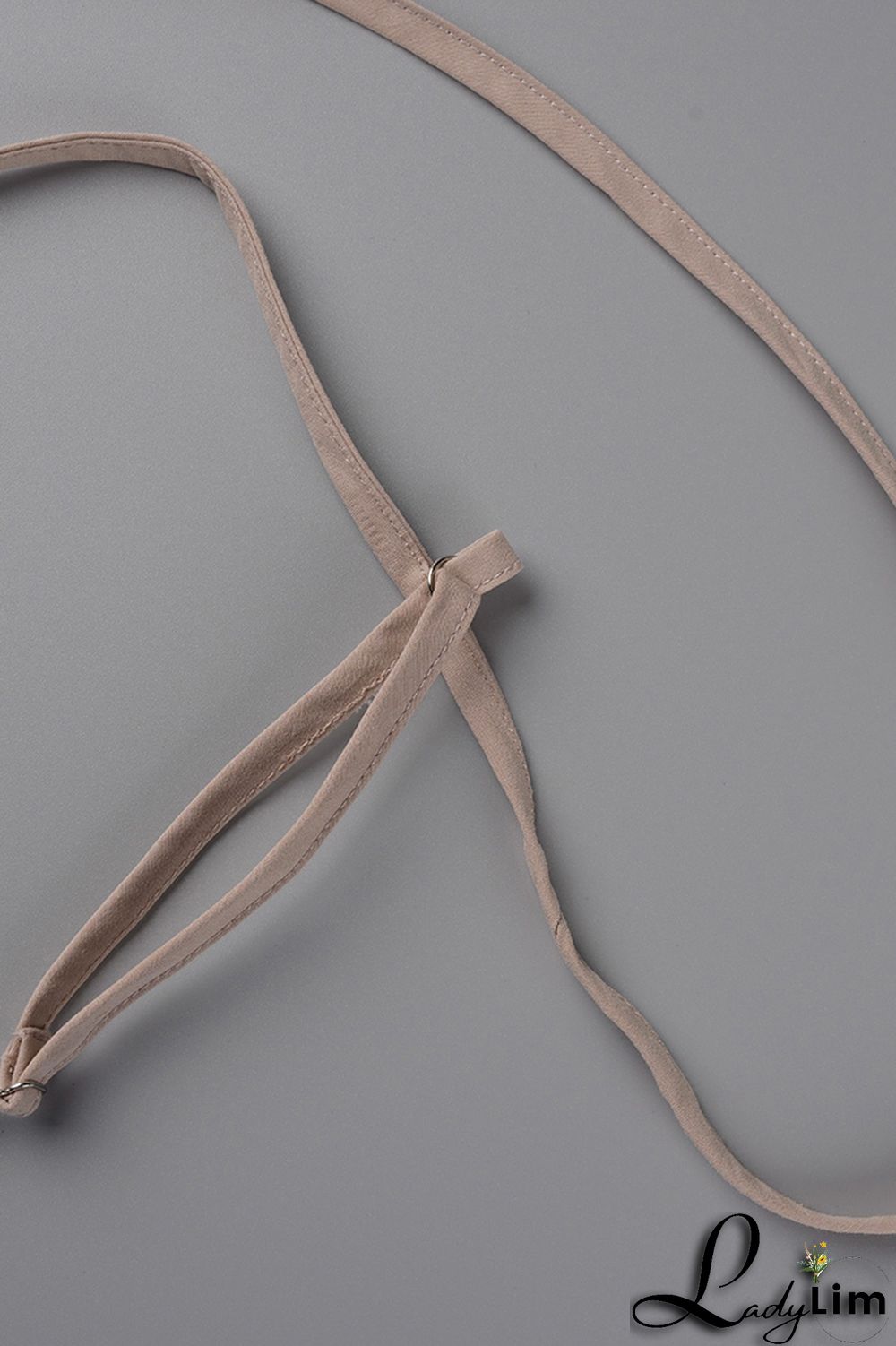 Apricot Sexy Casual Solid Bandage Backless Asymmetrical Halter Sleeveless Two Pieces