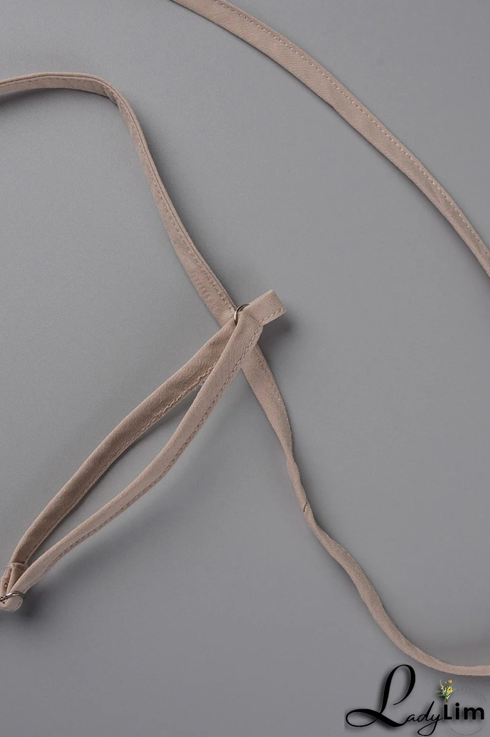 Apricot Sexy Casual Solid Bandage Backless Asymmetrical Halter Sleeveless Two Pieces