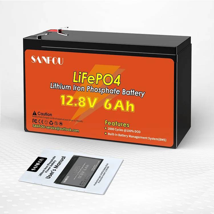 SANFOU 12.8V 100Ah LiFePO4 Battery, Built In 100A BMS